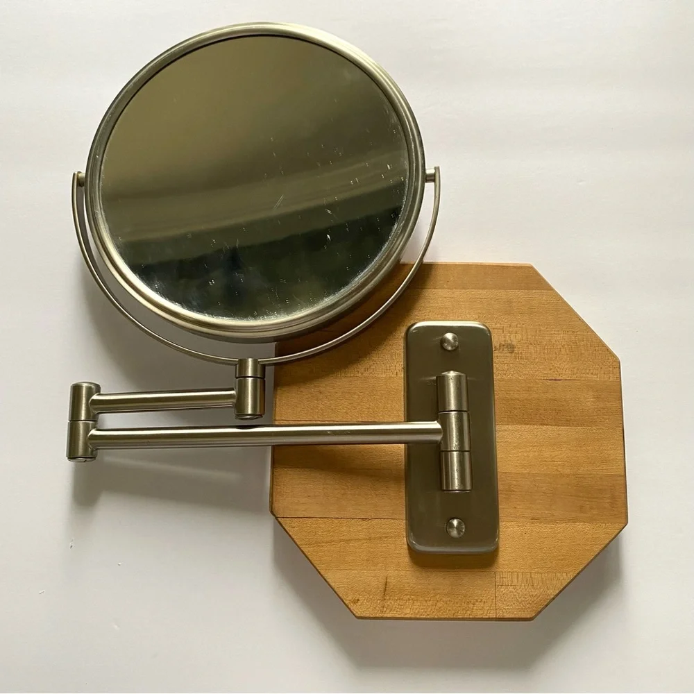 JERDON 8-Inch Two-Sided Swivel Wall Mount Mirror on Teakwood Mount Makeup Mirror